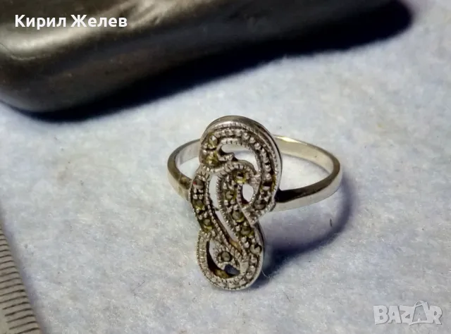 ПРЕКРАСЕН АЖУРЕН СКЪПОЦЕНЕН СРЕБЪРЕН ПРЪСТЕН СРЕБРО 925 ИНКРУСТИРАН с ИСКРЯЩИ МАРКАЗИТИ 48261, снимка 16 - Пръстени - 50061180