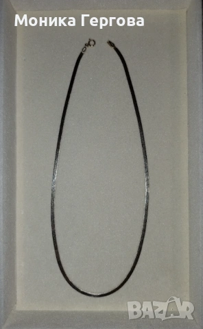 Италианско златно колие тип ,,змия" - плоска плетка., снимка 3 - Колиета, медальони, синджири - 53760917