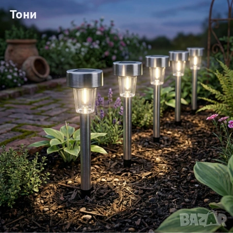 Комплект от 5 броя Led соларни лампи - автоматично включване без разход за електроенергия, снимка 3 - Други - 54073678