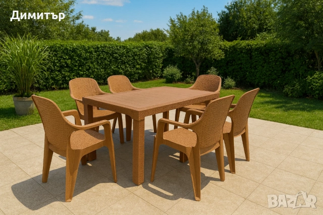 Комплект маса + 6 стола или 4 стола ратан 3 цвята и размери маси мод.2, снимка 6 - Маси - 54226410