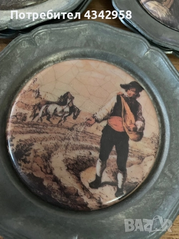 Калаени ретро чинийки за стена.Германия. 6 брой, снимка 4 - Антикварни и старинни предмети - 51554558