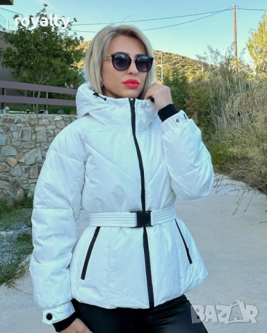 Бяло Дамско Зимно Яке С Качулка , снимка 2 - Якета - 52281368