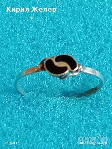 Елегантен нежен сребърен пръстен с черен емайл стил и класа 52376, снимка 2 - Пръстени - 52689337