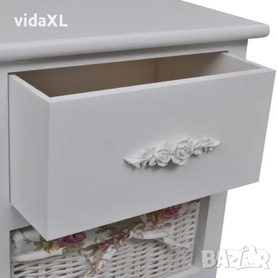 vidaXL Шкаф с 1 чекмедже и 3 кошници, бял, дърво пауловния(SKU:241543), снимка 3 - Шкафове - 48914209