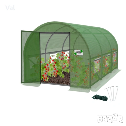 Градинска оражнерия с врата на панти - здрава и стабилна конструкция 3 х 2 х 2м, снимка 2 - Оранжерии - 53627651