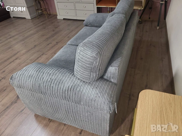Сив диван от плат с функция сън, снимка 6 - Дивани и мека мебел - 53719401