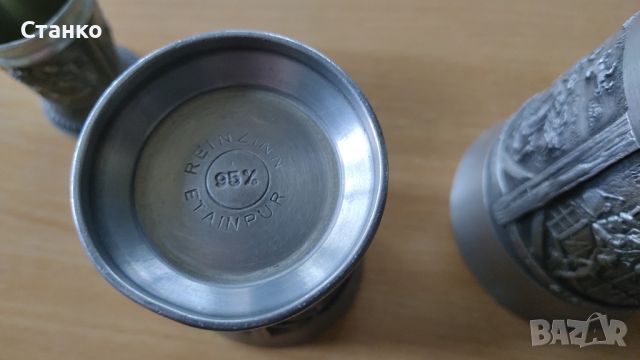 метални чаши , калаени чаши комплект 3 бр., снимка 3 - Чаши - 45366493