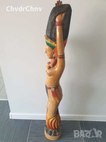 128см-10кг ръчна дърворезба/еротика/голяма стара дървена скулптура/гола жена на клада, снимка 3 - Антикварни и старинни предмети - 51300897