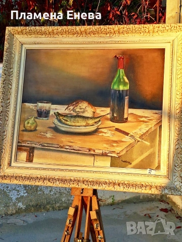 Авторски натюрморт с маслени бои , снимка 2 - Картини - 53093959