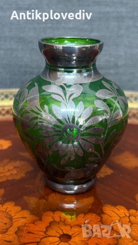 Кристална ваза Bohemia със сребро, снимка 3 - Вази - 45334766