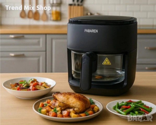 PABAREN 4.5L 1500W Дигитален екран модел от 2025 360 градуса видимост на храната, снимка 3 - Уреди за готвене на пара - 51599791