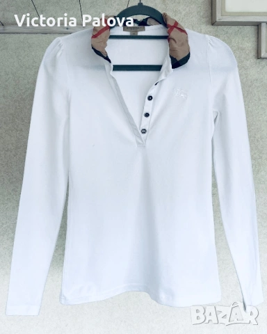 Модна къща BURBERRY BRIT дизайнерска блуза каре яка, снимка 2 - Блузи с дълъг ръкав и пуловери - 53397727