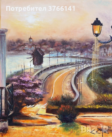 "Златен Несебър" Картина 60х50см, Маслена живопис с шпакла