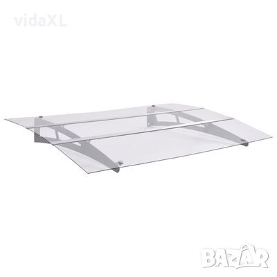vidaXL Навес за врата, сребристо и прозрачно, 120x90 см, поликарбонат)SKU:144828