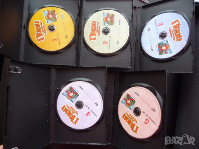 Пипи дългото чорапче DVD филм колекция 5 диска Астрид Линдгрен момиче с плитки лунички кон маймунка, снимка 2 - Анимации - 52061816