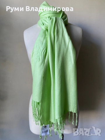 Светлозелен и бледожълт шал/ различни видове, снимка 10 - Шалове - 50106959