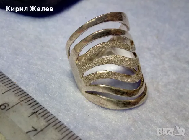 ШИКОЗЕН СТИЛЕН СРЕБЪРЕН АРТ ПРЪСТЕН СРЕБРО 925 АЖУРЕН МОДЕЛ с БЯЛА ПОЗЛАТА 49302, снимка 4 - Пръстени - 50354706