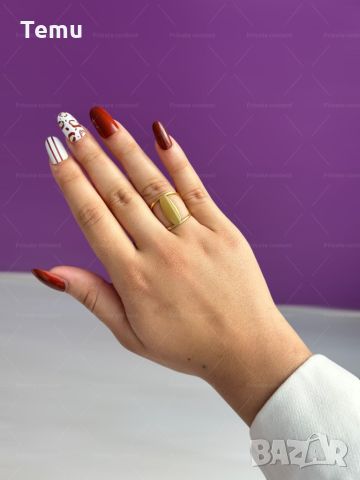 Дамски пръстен от неръждаема стомана тип шанел със златисто покритие