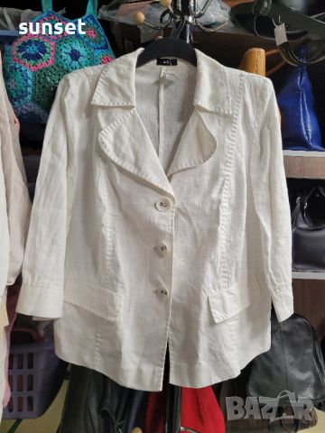 бяло ленено сако,100 % лен - 46 размер, снимка 5 - Сака - 45429480