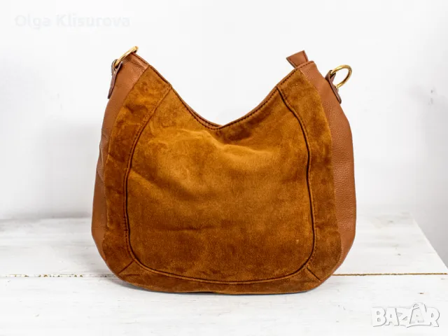 Дамска чанта от кожа и текстил , снимка 1