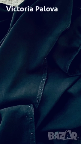 Елегантен черен шал с декорация от стъклени камъчета, снимка 2 - Шалове - 52266129