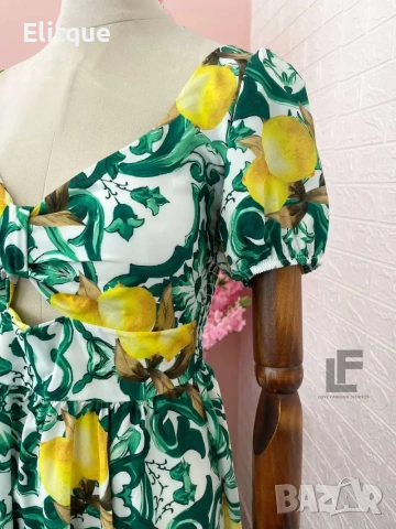 дълга лятна рокля с лимони , снимка 4 - Рокли - 53580044