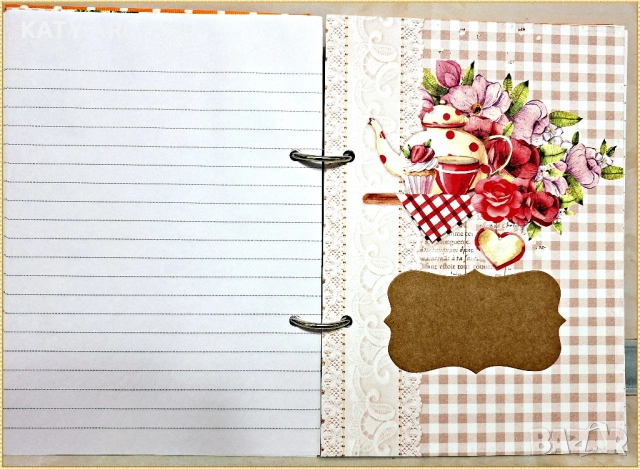 Ръчно изработен тефтер за рецепти, рецептурник в оранжево и червено, снимка 3 - Други - 52968918