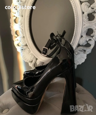 Обувки на ток - черен лак - VT2 