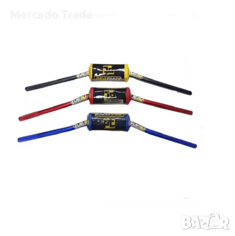 Комплект мото кормило С ръкохватки и протектор, Черен, Син, Червен, снимка 5 - Аксесоари и консумативи - 49729742