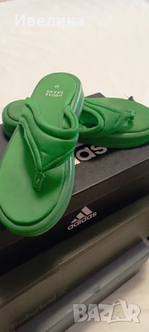 Зелен сатен, с платформа, 37 размер, 15 лв, снимка 2 - Джапанки - 50489938