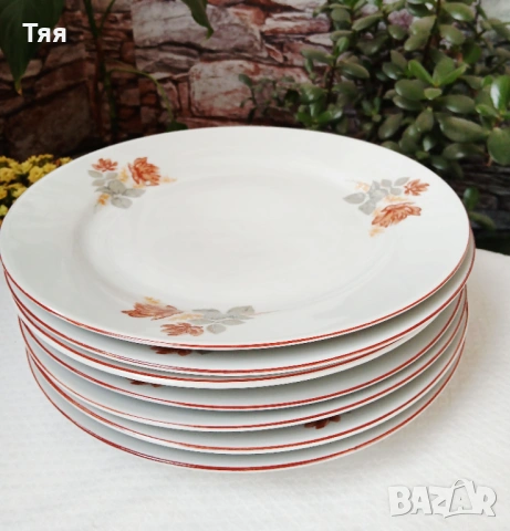 БГ порцеланови чинии Оранжева роза , снимка 3 - Чинии - 54195283