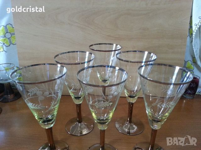 Ретро стъклени чаши цветно стъкло , снимка 3 - Антикварни и старинни предмети - 45269997