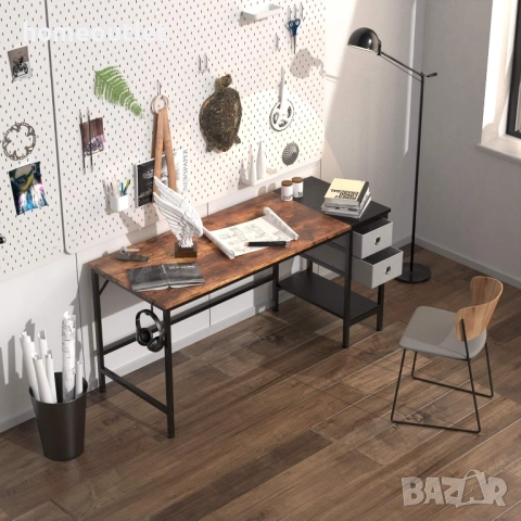 ПРОМОЦИЯ Офис бюро - 140см - с 2 чекмеджета в индустриален стил X001AVIXQT/AD-DNZ119-67-10,5, снимка 3 - Бюра - 52721716