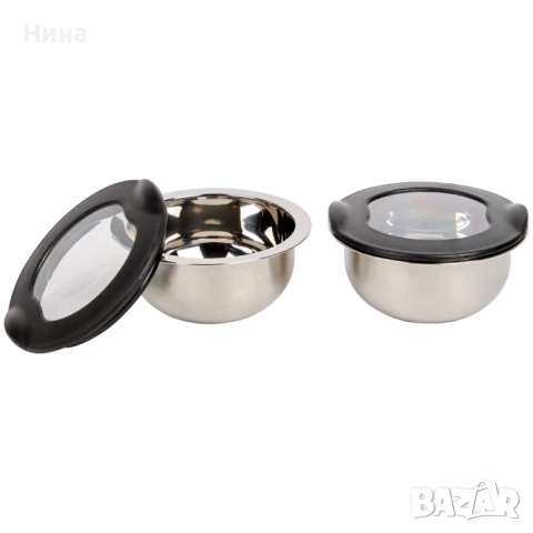 Комплект от 2 купички от стомана, с прозрачен капак, 320 мл, снимка 4 - Кутии за храна - 53486203