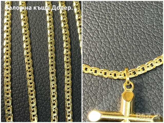 Златен Ланец кръст синджир krast ланче 14 к 585 gold zlato  lanec lance, снимка 12 - Колиета, медальони, синджири - 52159929