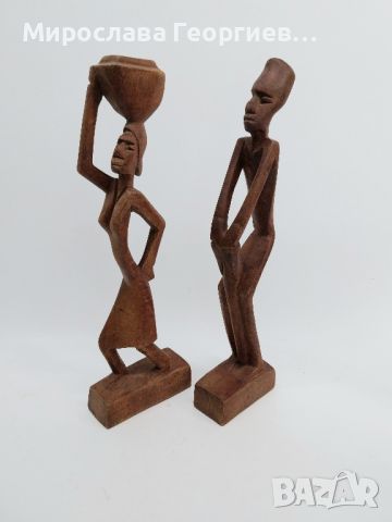Ръчно резбовани африкански дървени фигури, снимка 1 - Колекции - 45775274