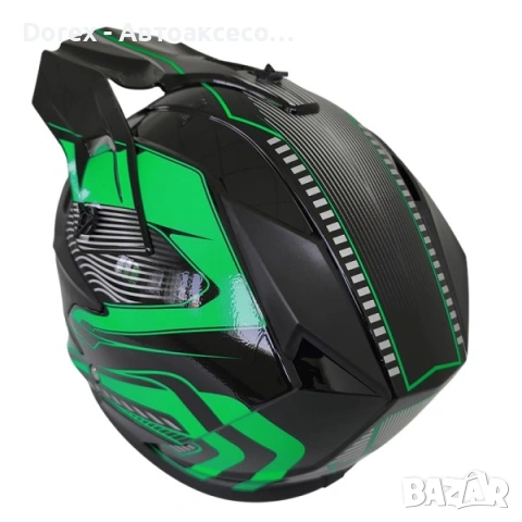 Крос каска за мотор, мотокрос и АТВ - черно-зелена M/L, снимка 4 - Аксесоари и консумативи - 54145170