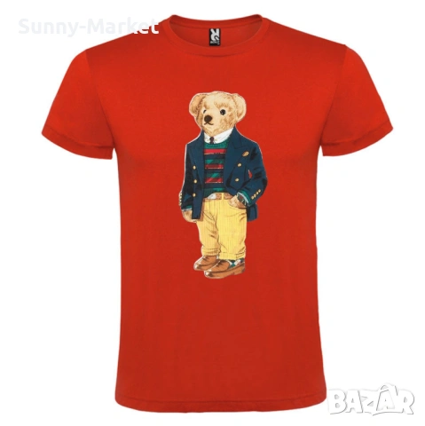 Мъжка тениска с мече от памук