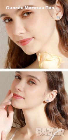 AITERNITY Сребърни Винтови Обеци с Диамант Мойсанит 0.5 карата. Сертификати, снимка 4 - Обеци - 53882975