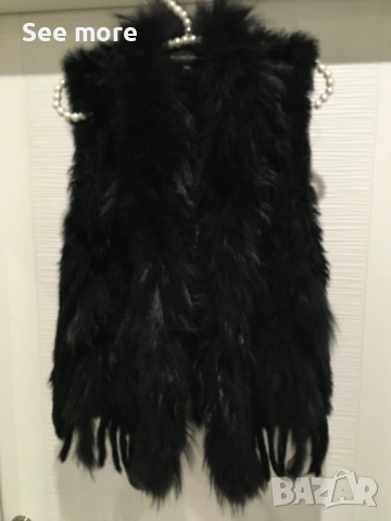 Natures Collection eлек в черно с естествен косъм заек и лисица XS/Sсица XS/S, снимка 7 - Якета - 53180270
