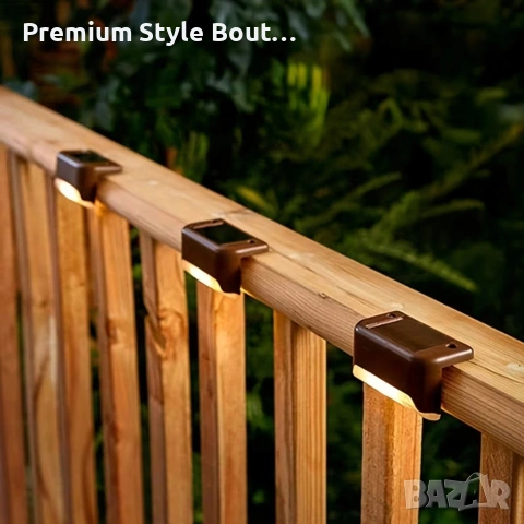 Комплект от 4 броя соларни LED лампи за стълби и огради – Водоустойчиви IP44, топла светлина, снимка 4 - Соларни лампи - 53836802