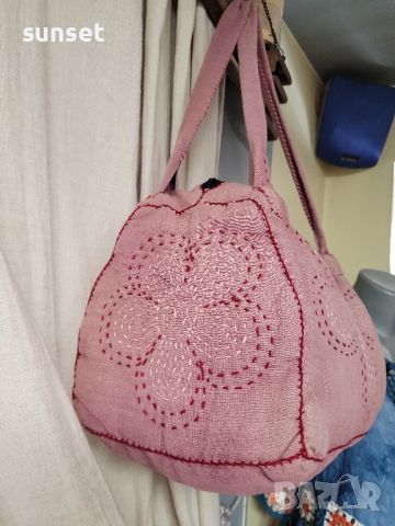 красива бохо чанта  с бродерии в бордо цвят, снимка 13 - Чанти - 45714742