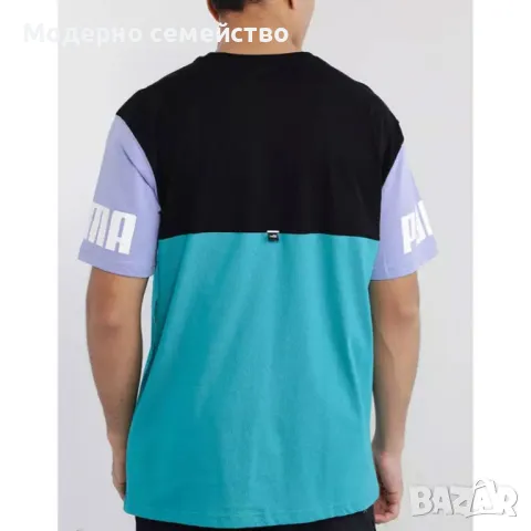 Мъжка тениска PUMA Power Colorblock Tee Deep Aqua/Multi, снимка 2 - Тениски - 46954575