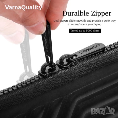 15.6" Стилна водоустойчива чанта за лаптоп – 90° отваряне, сигурно отделение, EVA пяна, двоен цип, снимка 4 - Части за лаптопи - 52751369