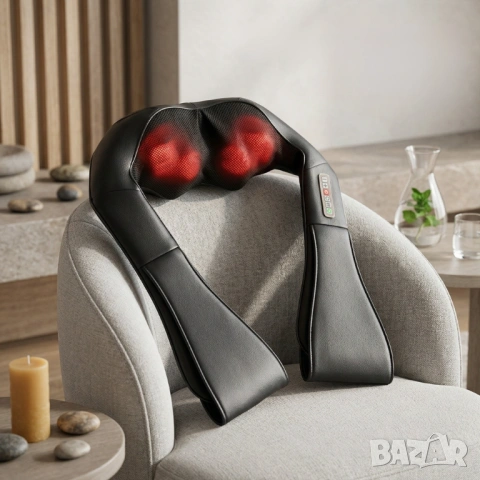Безжичен 4D шиацу  масажор с инфрачервено затопляне. 