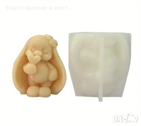 3D Заек зайче  цилиндър силиконов молд форма фондан шоколад гипс смола свещ