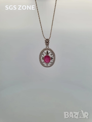 СРЕБЪРНА ВИСУЛКА 925 СЪС САПФИР ИЛИ РУБИН, снимка 6 - Колиета, медальони, синджири - 52366172