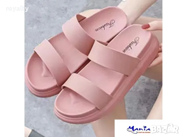 Розови дамски чехли на платформа