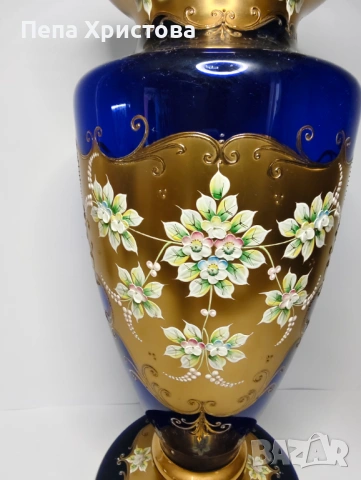 Голяма ваза  от чешки цветен кристал , снимка 2 - Вази - 53753086