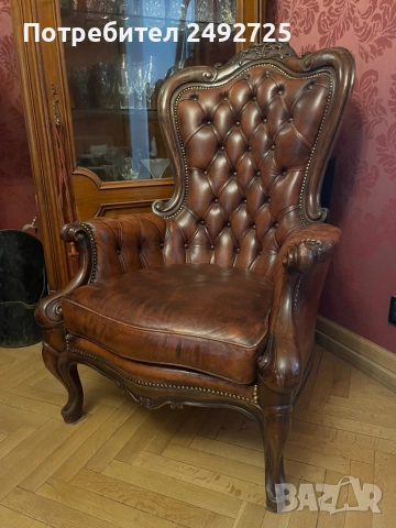 Диван и 2 кресла барок Италия честер естествена кожа